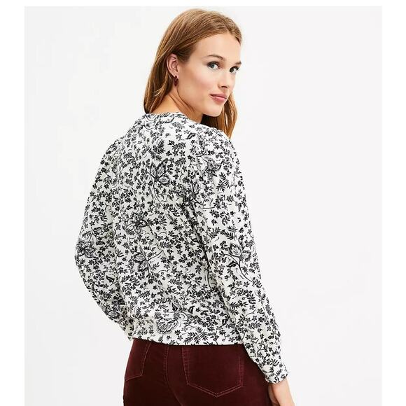 Loft Velour Black & White Floral Sweatshirt - Picture 1 of 11